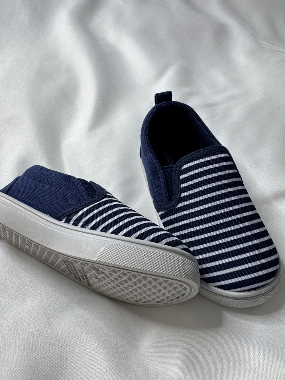 Lucky Brand Kids Navy and White Striped Slip-On Sneakers